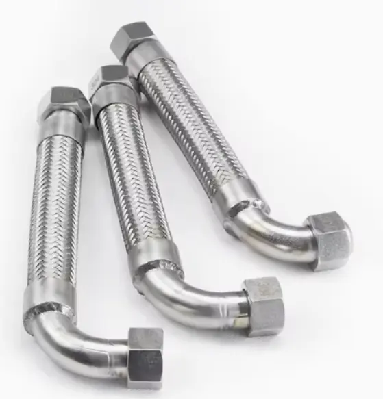 Flexibilní nerezová hadice L=500, 3/4 female-female závit s 90° úhlovým připojením